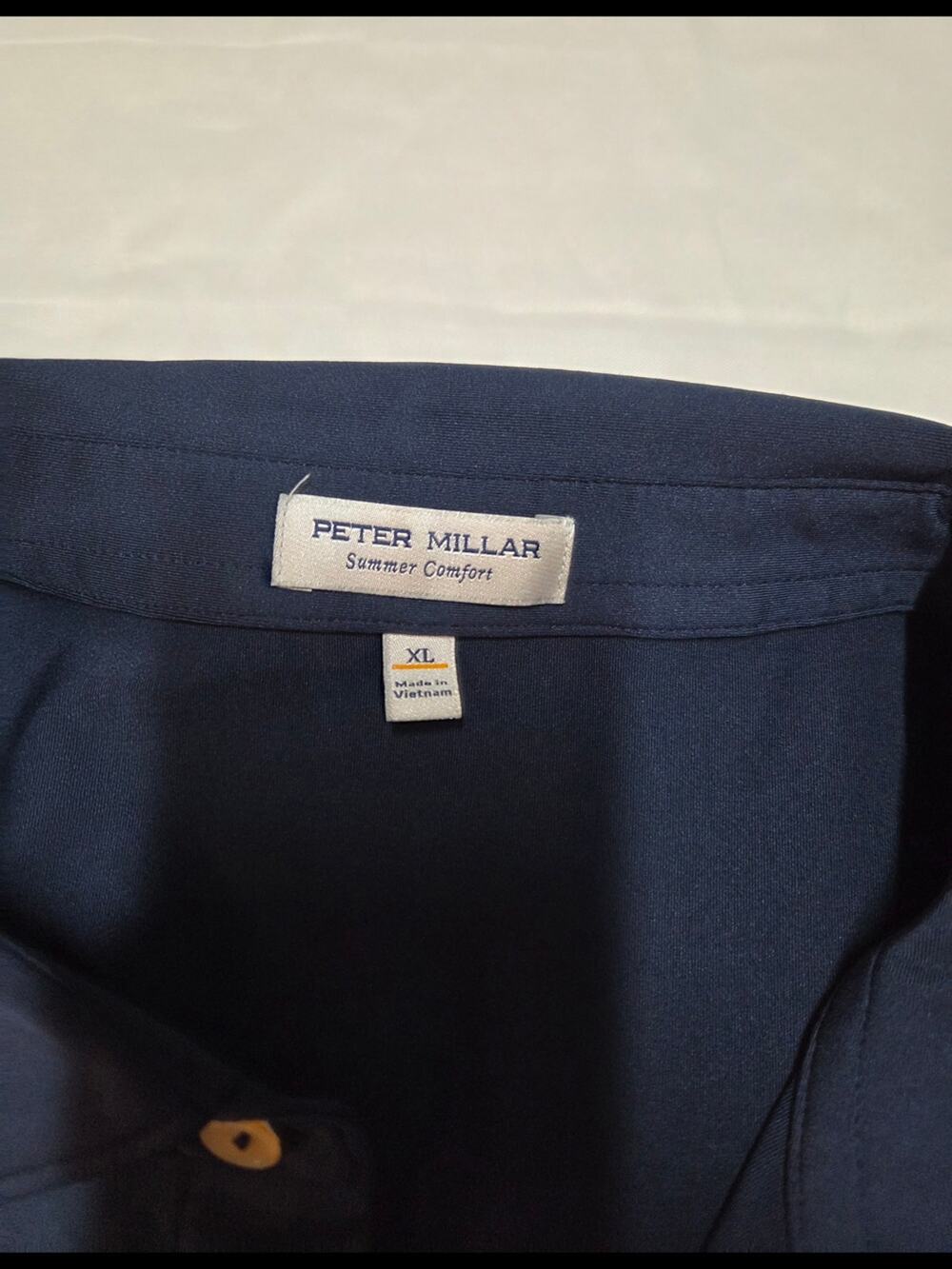 Peter Millar Dark Navy Collared Shirt Summer Comfort